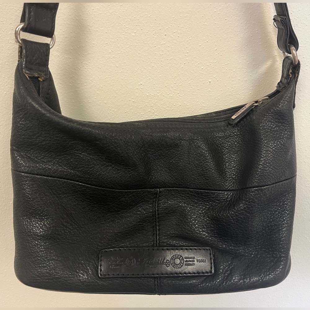 Vintage Fossil Black Leather Shoulder Bag - Picture 11 of 14